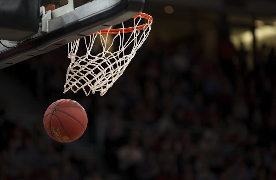 Basketball arena lit up during a game - NBA live streaming